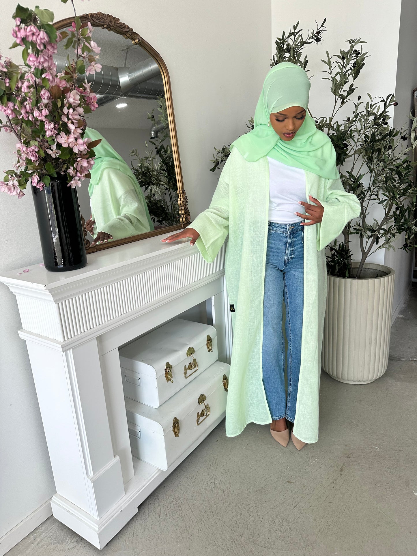 Mint Linen Abaya