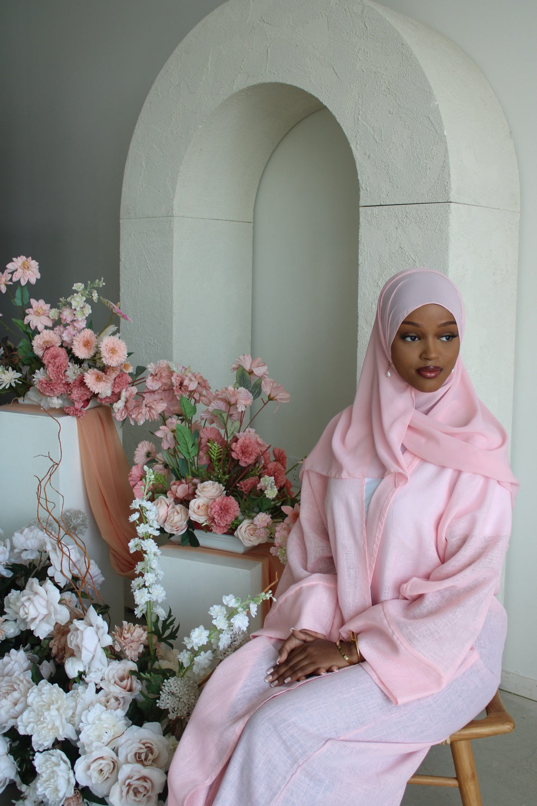 Pink Linen Abaya