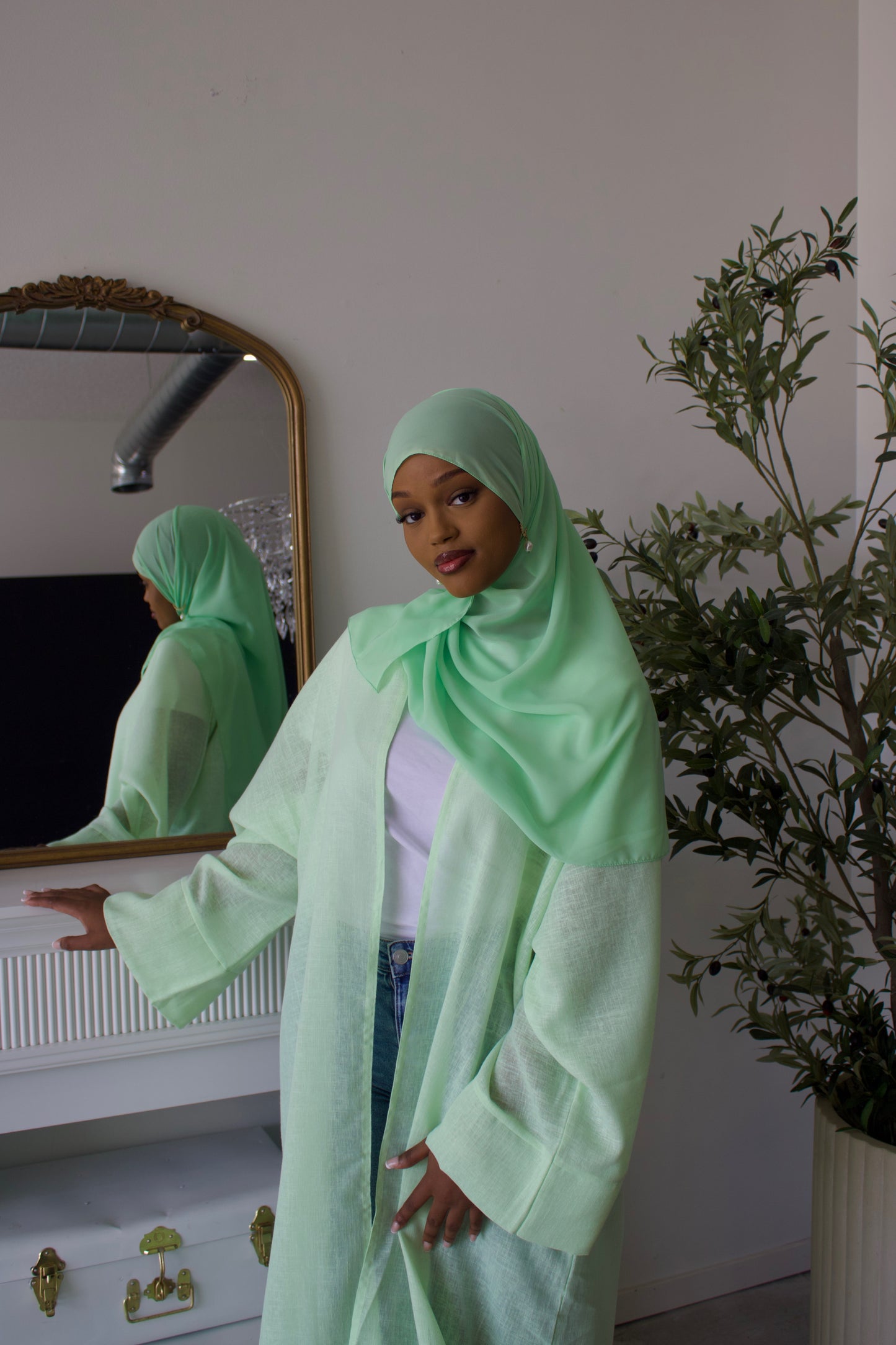 Mint Linen Abaya