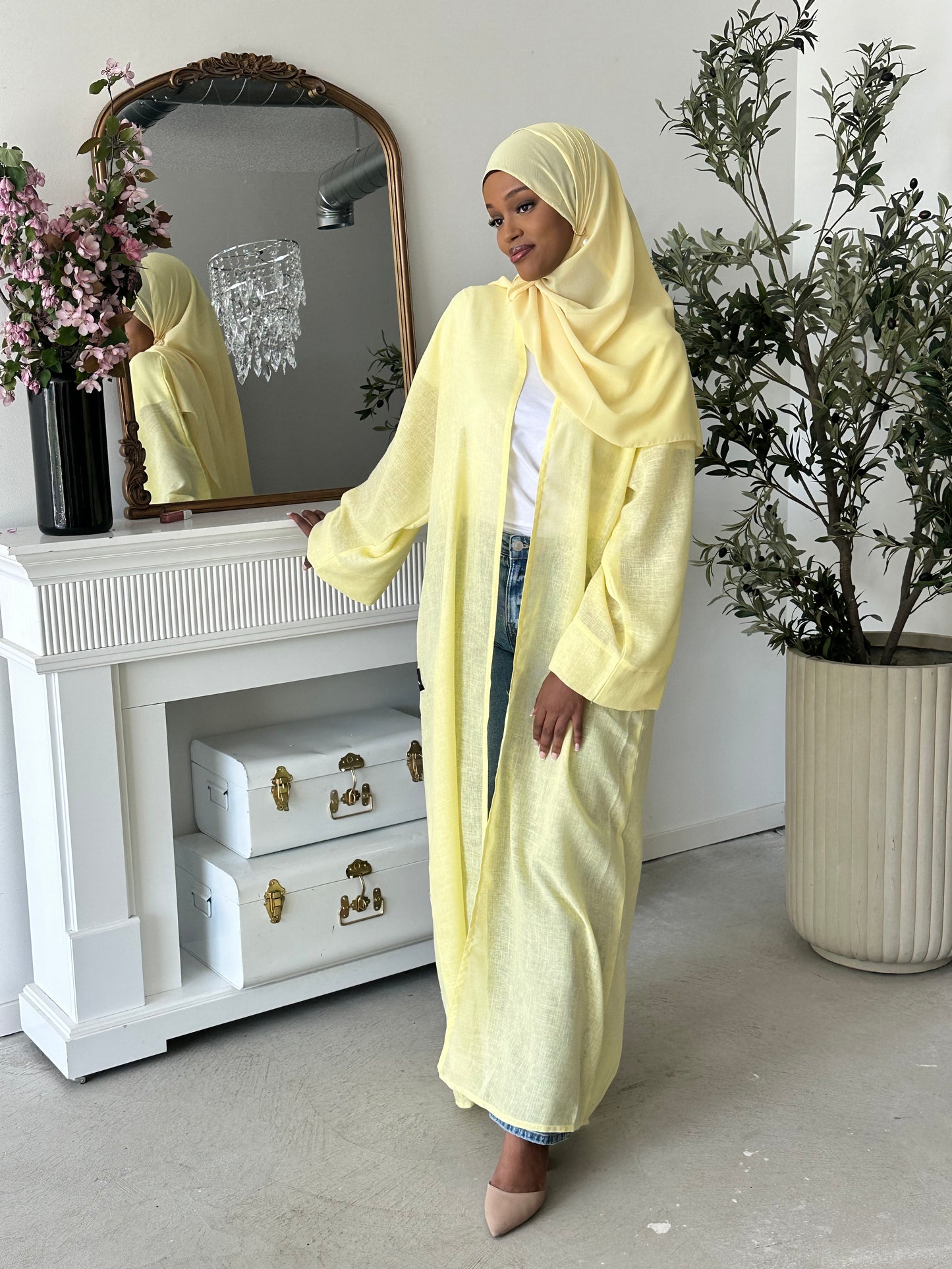 Yellow Linen Abaya