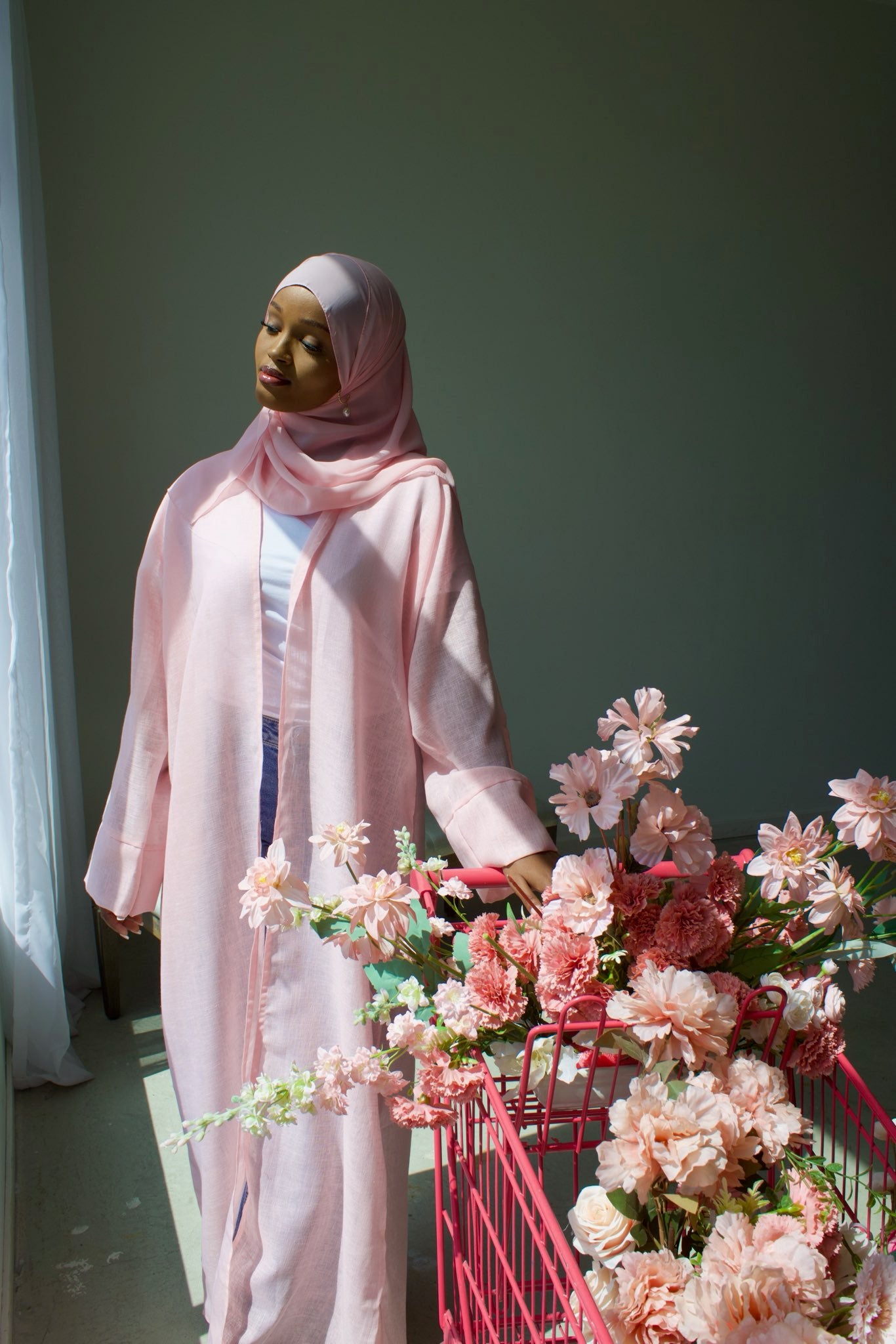 Pink Linen Abaya