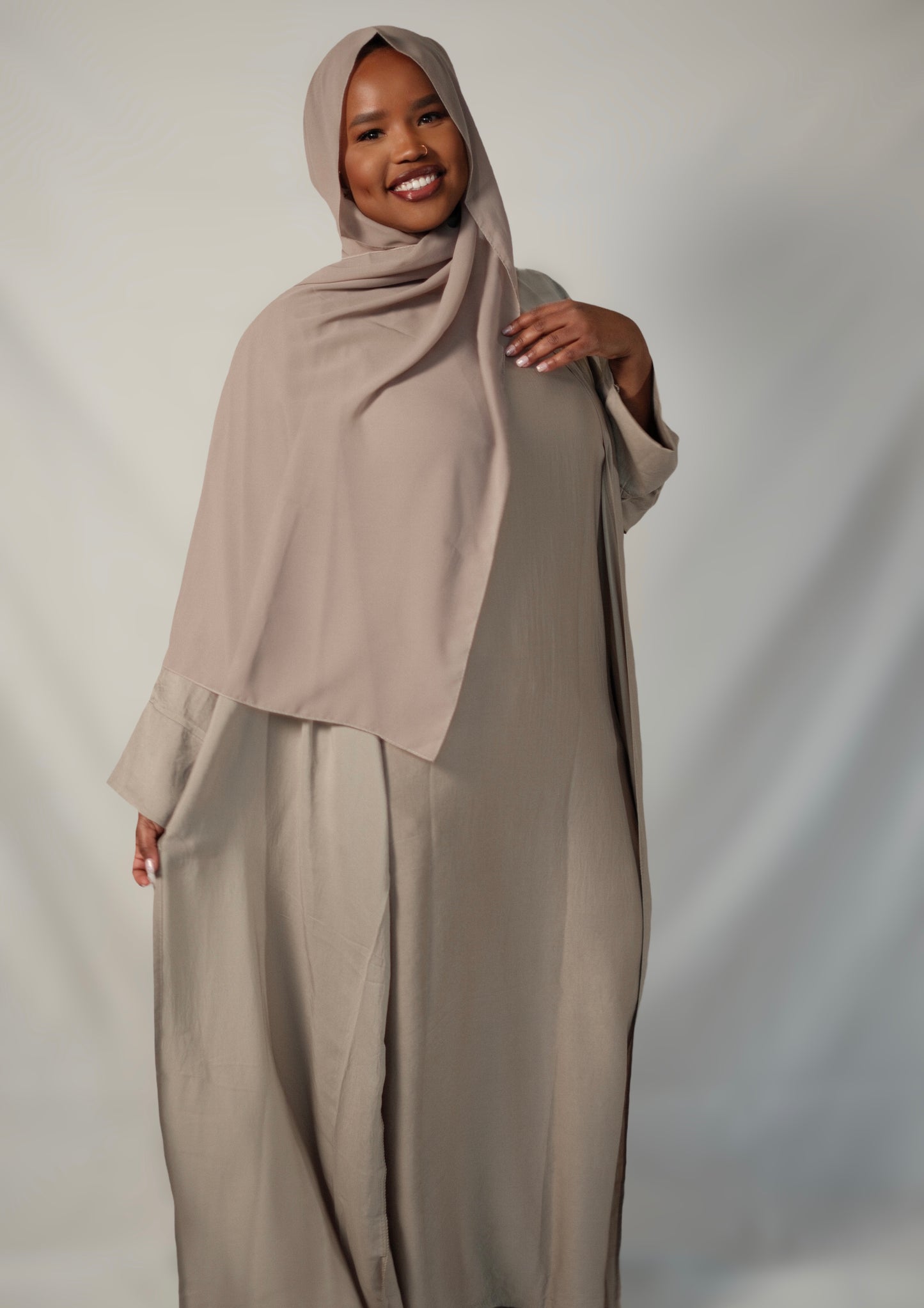 Light Cement Abaya Set