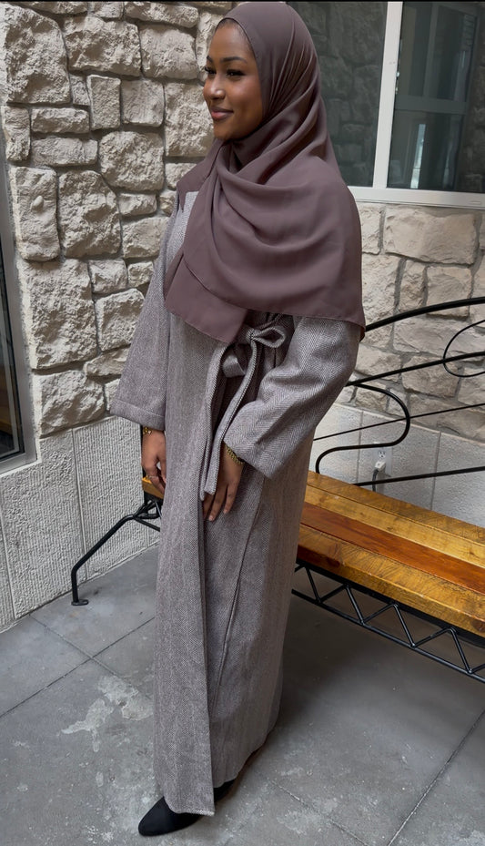 Wrap Abaya Coat-Grey