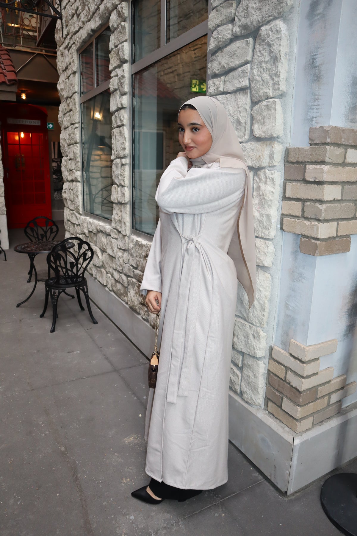 Wrap Abaya Coat-Cream