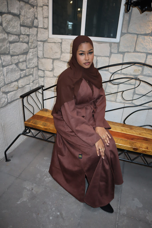 Deep Cocoa Suede Abaya