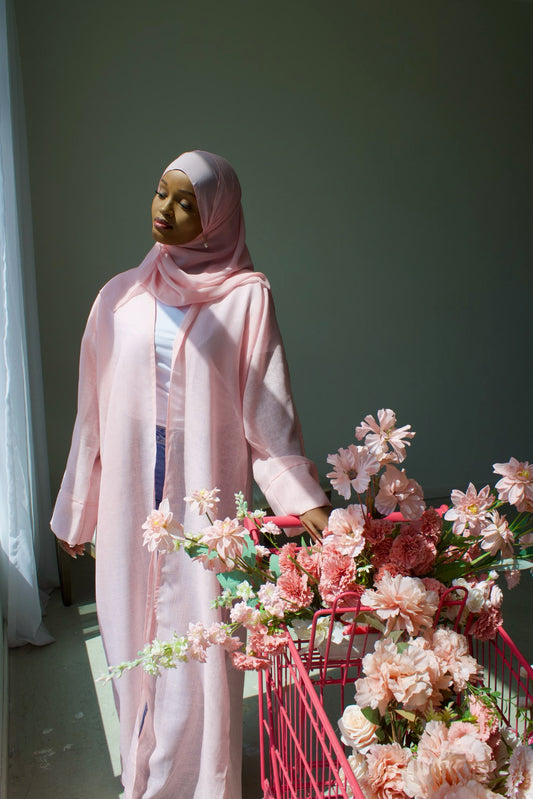 Pink Linen Abaya
