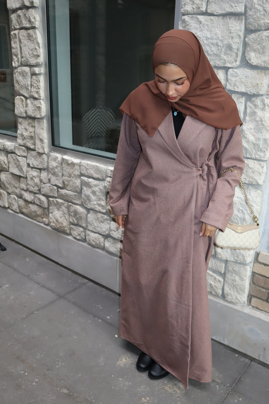 Wrap Coat Abaya- Burnt Sienna