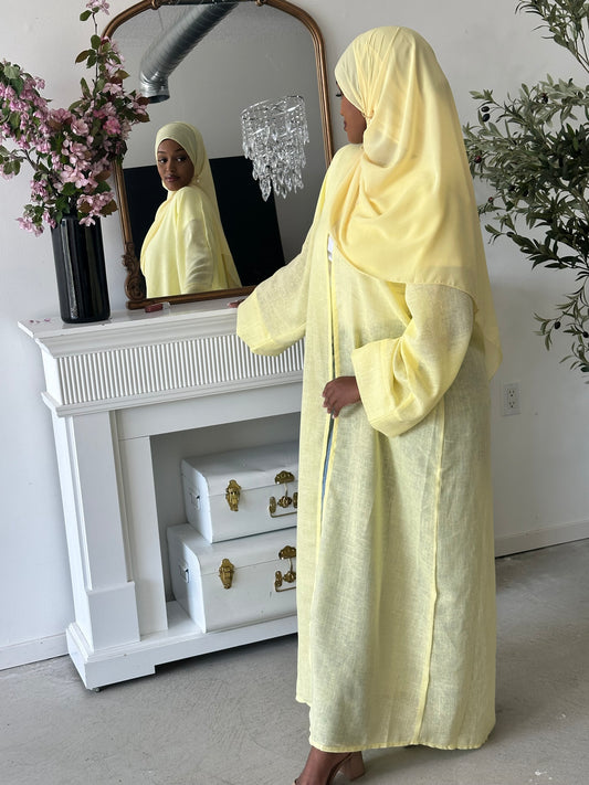 Yellow Linen Abaya