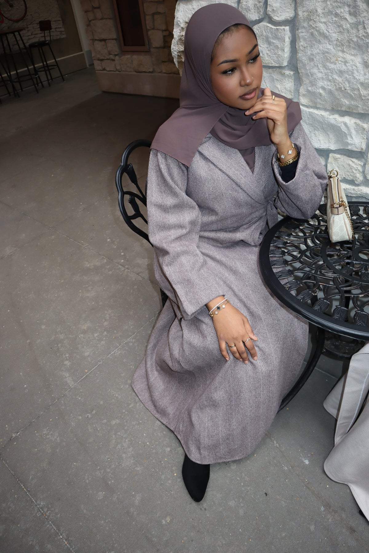 Wrap Abaya Coat-Grey